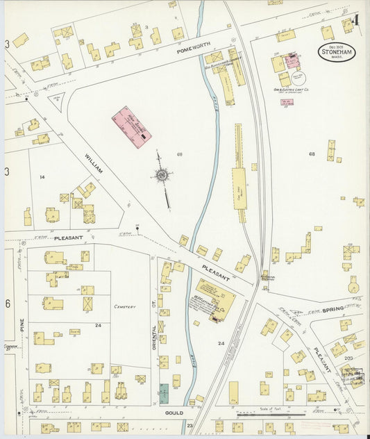 Sanborn Fire Insurance Map from Stoneham, Middlesex County, Massachusetts (1909), Sheet #0004 - Historic Sanborn Fire Insurance Map Print, vintage old map wall art, antique decor, genealogy gift, Massachusetts Massachusetts map
