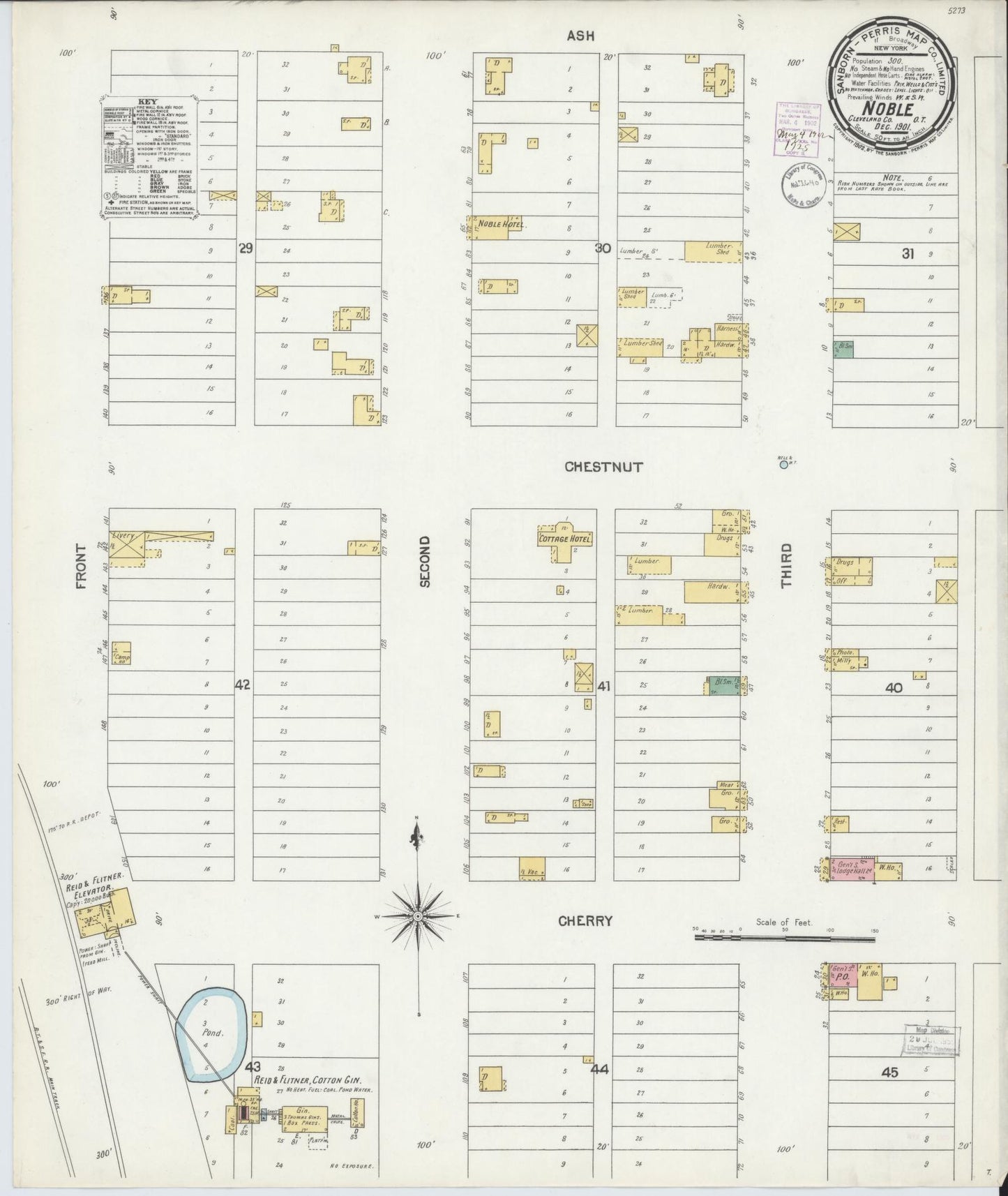 Sanborn Fire Insurance Map from Noble, Cleveland County, Oklahoma (1901), Sheet #0001 - Historic Sanborn Fire Insurance Map Print, vintage old map wall art, antique decor, genealogy gift, Oklahoma Oklahoma map