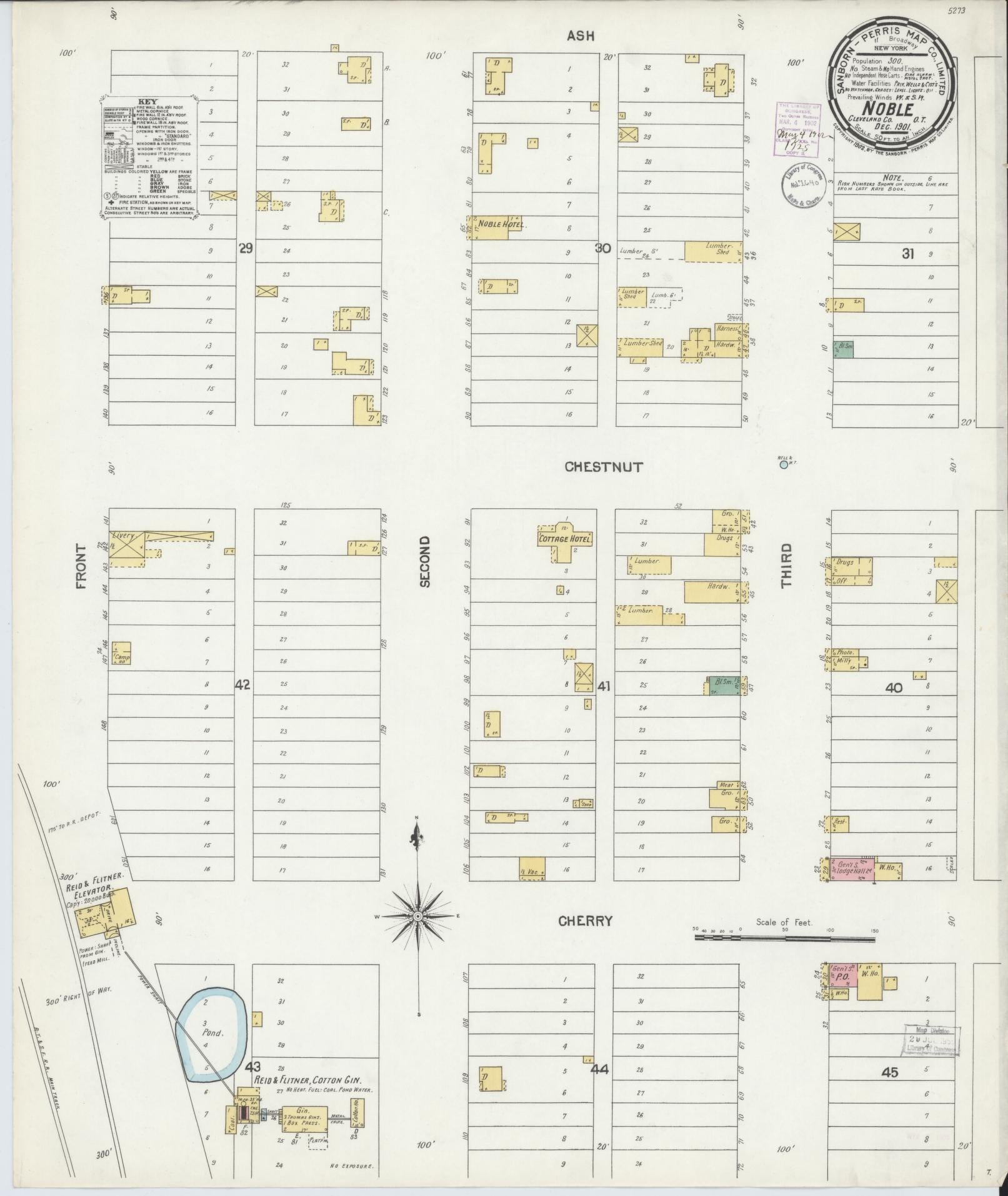 Sanborn Fire Insurance Map from Noble, Cleveland County, Oklahoma (1901), Sheet #0001 - Historic Sanborn Fire Insurance Map Print, vintage old map wall art, antique decor, genealogy gift, Oklahoma Oklahoma map