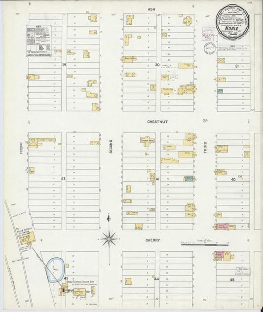 Sanborn Fire Insurance Map from Noble, Cleveland County, Oklahoma (1901), Sheet #0001 - Historic Sanborn Fire Insurance Map Print, vintage old map wall art, antique decor, genealogy gift, Oklahoma Oklahoma map
