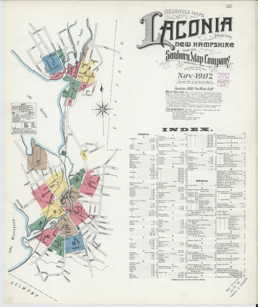 Sanborn Fire Insurance Map from Laconia, Belknap County, New Hampshire (1902), Sheet #0001 - Complete Map Set gallery image, historic Sanborn map, vintage wall art, New Hampshire New Hampshire