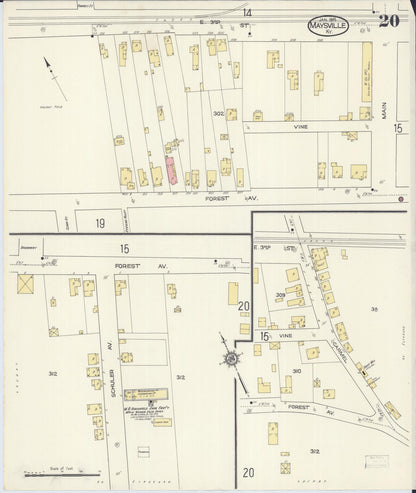 Sanborn Fire Insurance Map from Maysville, Mason County, Kentucky (1914), Sheet #0020 - Complete Map Set gallery image, historic Sanborn map, vintage wall art, Kentucky Kentucky