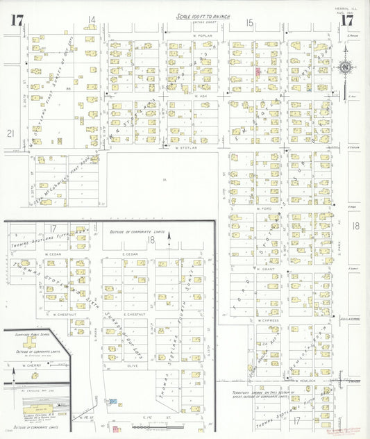 Sanborn Fire Insurance Map from Herrin, Williamson County, Illinois (1941), Sheet #0017 - Historic Sanborn Fire Insurance Map Print, vintage old map wall art, antique decor, genealogy gift, Illinois Illinois map
