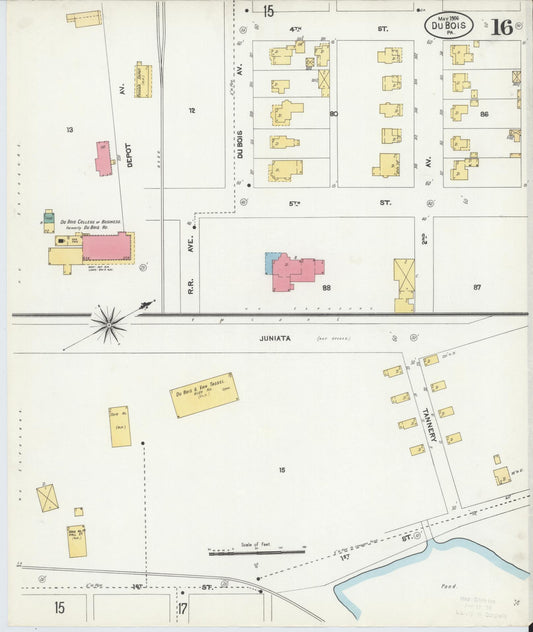 Sanborn Fire Insurance Map from Du Bois, Clearfield County, Pennsylvania (1906), Sheet #0016 - Historic Sanborn Fire Insurance Map Print, vintage old map wall art, antique decor, genealogy gift, Pennsylvania Pennsylvania map