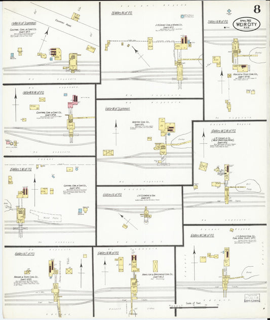 Sanborn Fire Insurance Map from Weir, Cherokee County, Kansas (1902), Sheet #0008 - Historic Sanborn Fire Insurance Map Print, vintage old map wall art, antique decor, genealogy gift, Kansas Kansas map