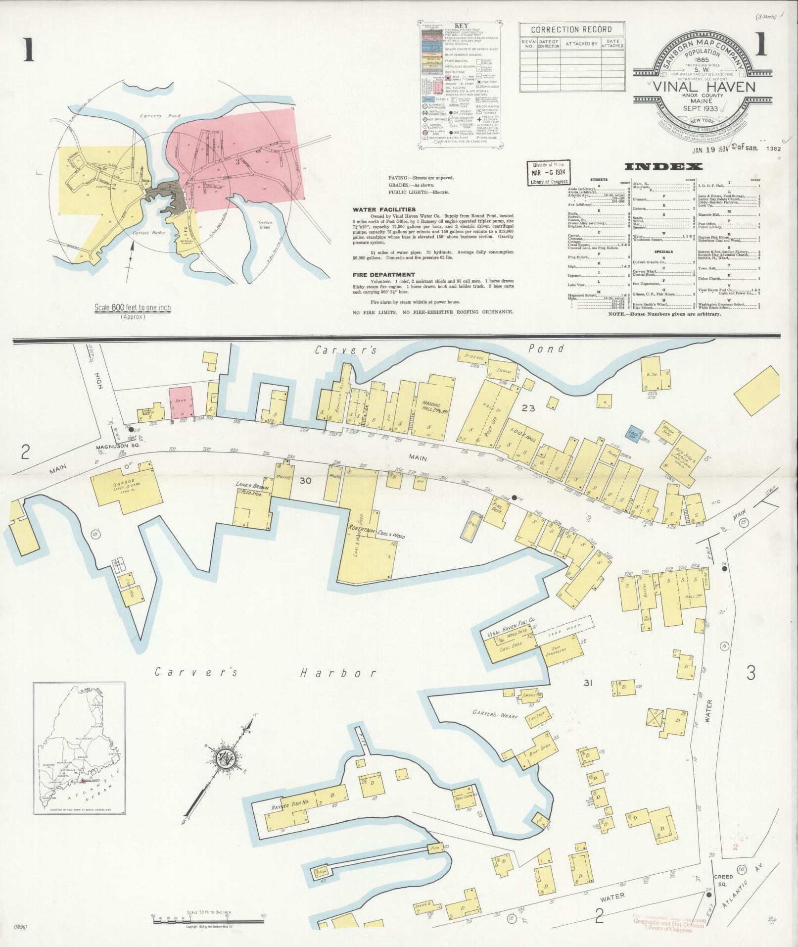Sanborn Fire Insurance Map from Vinalhaven, Knox County, Maine. (1933) – Historic Sanborn Fire Insurance Map Print