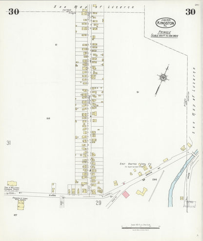 Sanborn Fire Insurance Map from Kingston, Luzerne County, Pennsylvania (1925), Sheet #0030 - Historic Sanborn Fire Insurance Map Print, vintage old map wall art, antique decor, genealogy gift, Pennsylvania Pennsylvania map