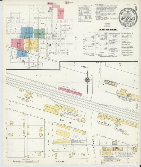 Sanborn Fire Insurance Map from Brookings, Brookings County, South Dakota (1911), Sheet #0001 - Complete Map Set gallery image, historic Sanborn map, vintage wall art, South Dakota South Dakota