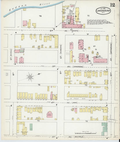 Sanborn Fire Insurance Map from Lansingburg, Rensselaer County, New York (1892), Sheet #0012 - Historic Sanborn Fire Insurance Map Print, vintage old map wall art, antique decor, genealogy gift, New York New York map
