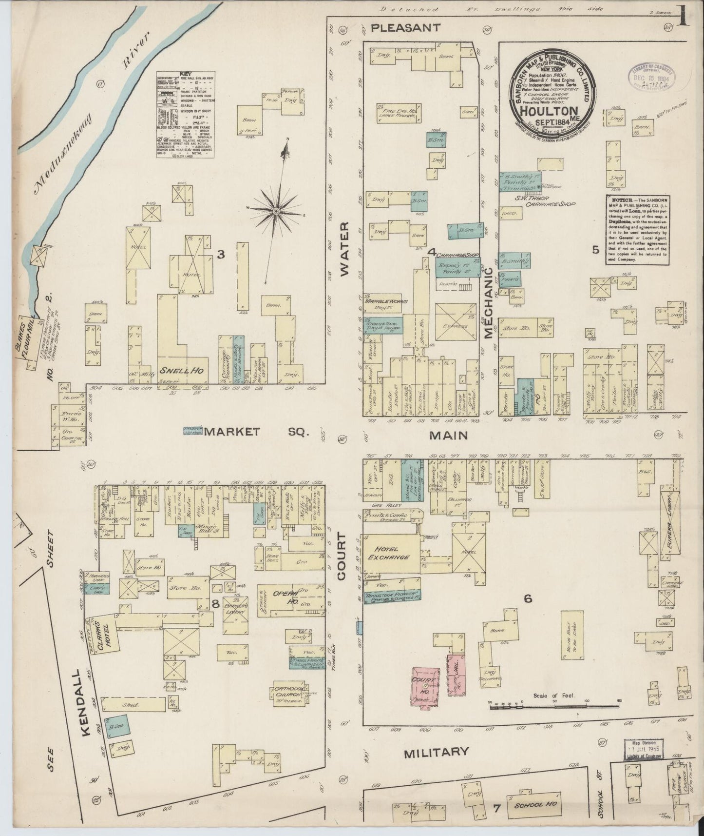 Sanborn Fire Insurance Map from Houlton, Aroostook County, Maine. (1884) – Historic Sanborn Fire Insurance Map Print