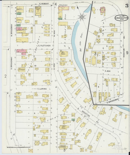 Sanborn Fire Insurance Map from Crookston, Polk County, Minnesota (1896), Sheet #0003 - Historic Sanborn Fire Insurance Map Print, vintage old map wall art, antique decor, genealogy gift, Minnesota Minnesota map