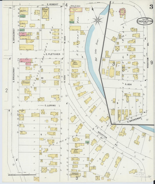 Sanborn Fire Insurance Map from Crookston, Polk County, Minnesota (1896), Sheet #0003 - Historic Sanborn Fire Insurance Map Print, vintage old map wall art, antique decor, genealogy gift, Minnesota Minnesota map