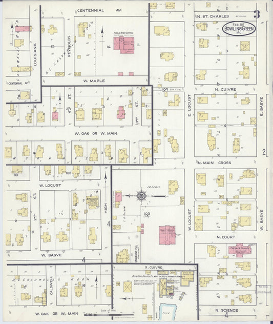 Sanborn Fire Insurance Map from Bowling Green, Pike County, Missouri (1917), Sheet #0003 - Historic Sanborn Fire Insurance Map Print, vintage old map wall art, antique decor, genealogy gift, Missouri Missouri map