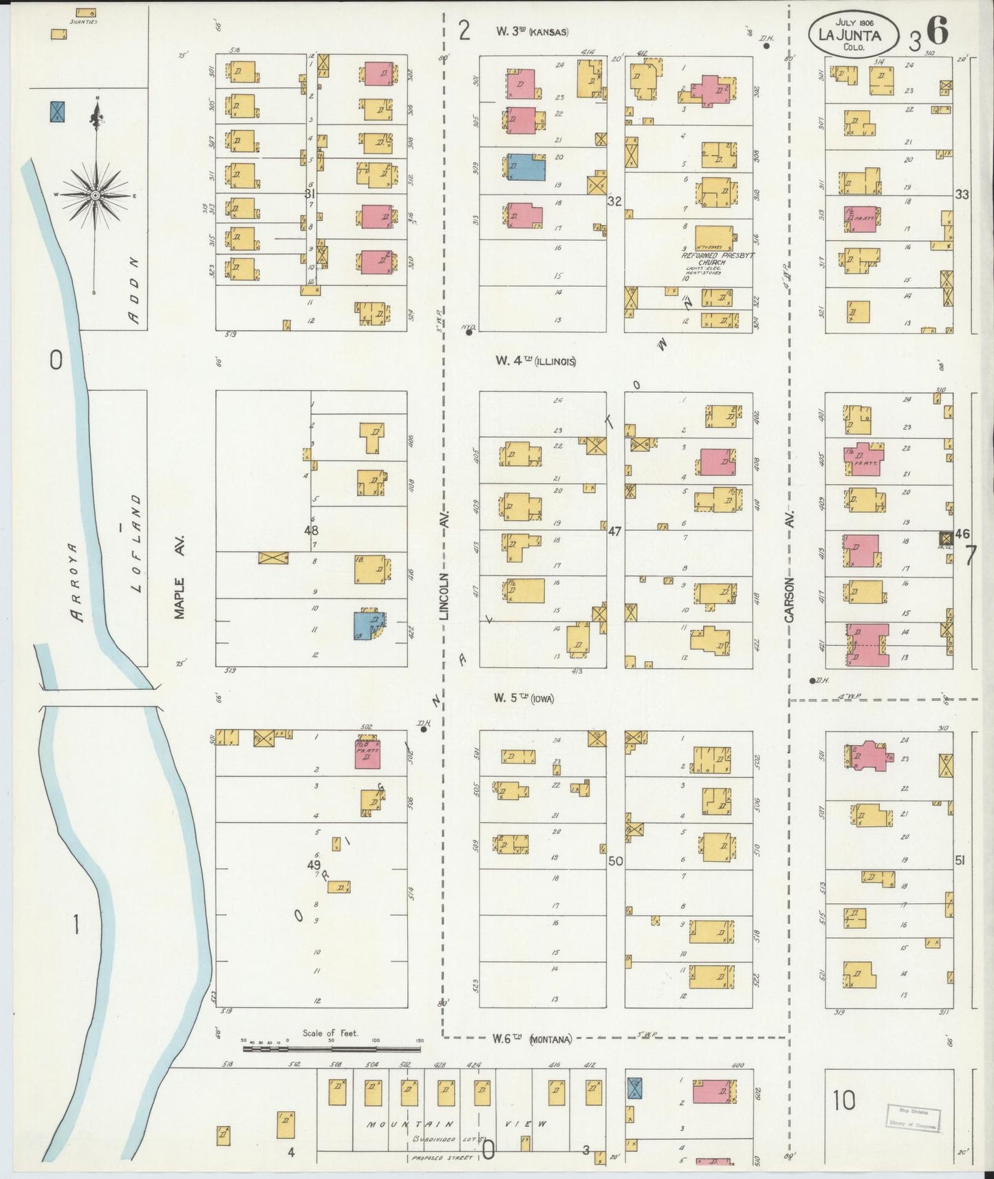 Sanborn Fire Insurance Map from La Junta, Otero County, Colorado (1906), Sheet #0006 - Complete Map Set gallery image, historic Sanborn map, vintage wall art, Colorado Colorado