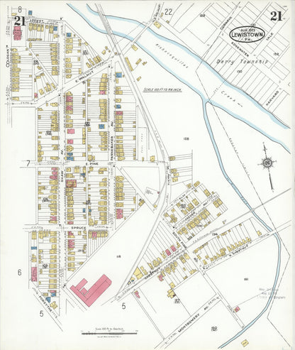 Sanborn Fire Insurance Map from Lewistown, Mifflin County, Pennsylvania (1923), Sheet #0021 - Complete Map Set gallery image, historic Sanborn map, vintage wall art, Pennsylvania Pennsylvania