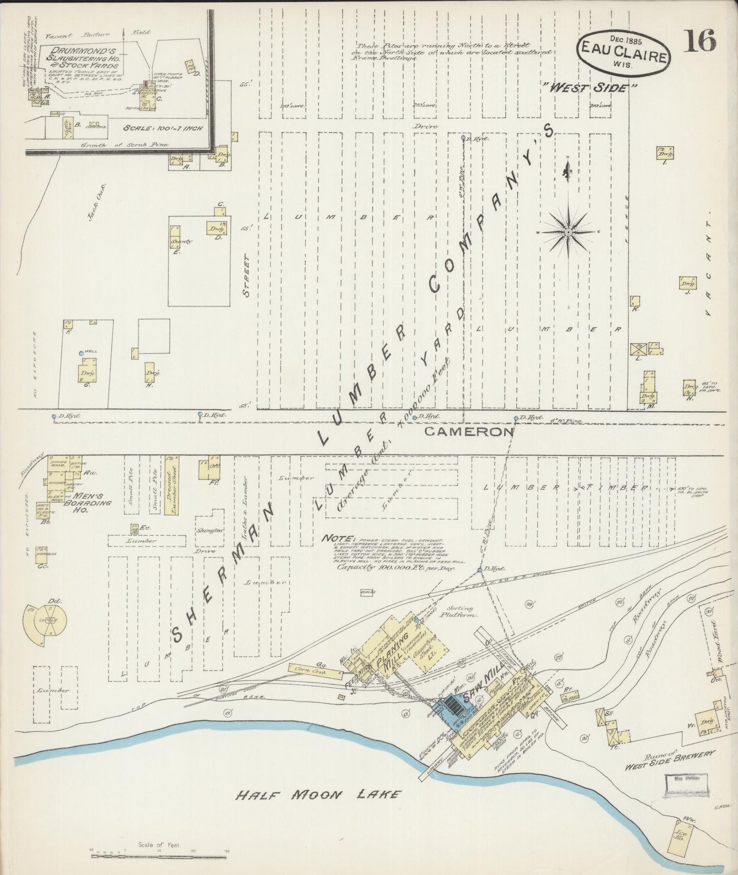 Sanborn Fire Insurance Map from Eau Claire, Eau Claire County, Wisconsin (1885), Sheet #0016 - Complete Map Set gallery image, historic Sanborn map, vintage wall art, Wisconsin Wisconsin