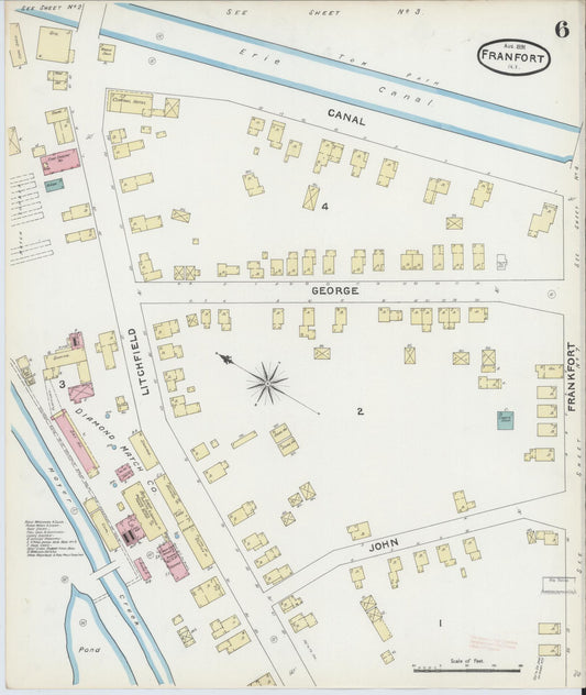 Sanborn Fire Insurance Map from Frankfort, Herkimer County, New York (1891), Sheet #0006 - Historic Sanborn Fire Insurance Map Print, vintage old map wall art, antique decor, genealogy gift, New York New York map