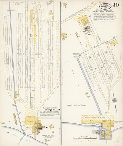 Sanborn Fire Insurance Map from Kalispell, Flathead County, Montana (1910), Sheet #0030 - Complete Map Set gallery image, historic Sanborn map, vintage wall art, Montana Montana