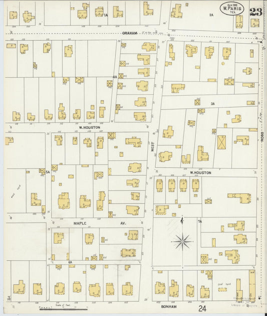 Sanborn Fire Insurance Map from Paris, Lamar County, Texas (1902), Sheet #0023 - Historic Sanborn Fire Insurance Map Print, vintage old map wall art, antique decor, genealogy gift, Texas Texas map
