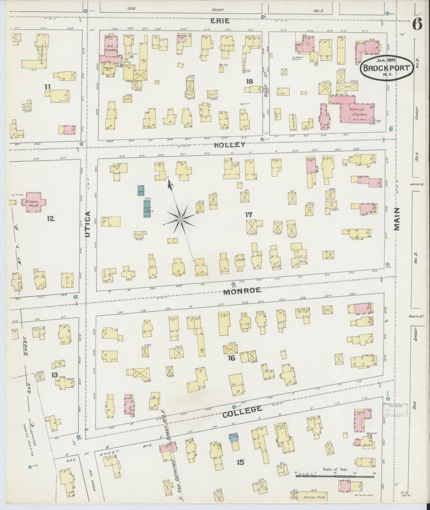 Sanborn Fire Insurance Map from Brockport, Monroe County, New York (1892), Sheet #0006 - Complete Map Set gallery image, historic Sanborn map, vintage wall art, New York New York