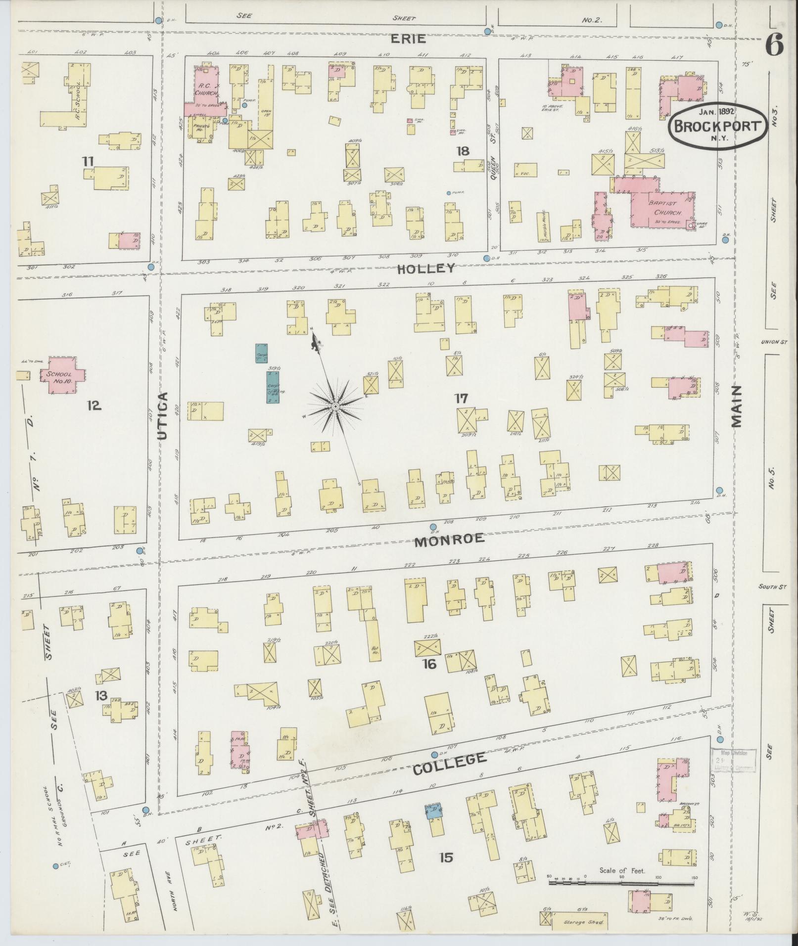 Sanborn Fire Insurance Map from Brockport, Monroe County, New York (1892), Sheet #0006 - Complete Map Set gallery image, historic Sanborn map, vintage wall art, New York New York