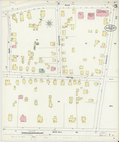 Sanborn Fire Insurance Map from Danbury, Fairfield County, Connecticut (1897), Sheet #0003 - Complete Map Set gallery image, historic Sanborn map, vintage wall art, Connecticut Connecticut