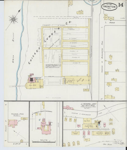 Sanborn Fire Insurance Map from Ironton, Lawrence County, Ohio (1889), Sheet #0014 - Historic Sanborn Fire Insurance Map Print, vintage old map wall art, antique decor, genealogy gift, Ohio Ohio map