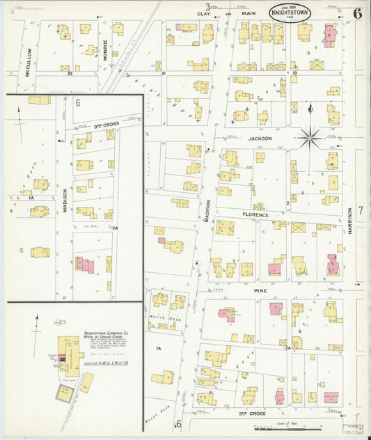 Sanborn Fire Insurance Map from Knightstown, Henry County, Indiana (1909), Sheet #0006 - Historic Sanborn Fire Insurance Map Print, vintage old map wall art, antique decor, genealogy gift, Indiana Indiana map
