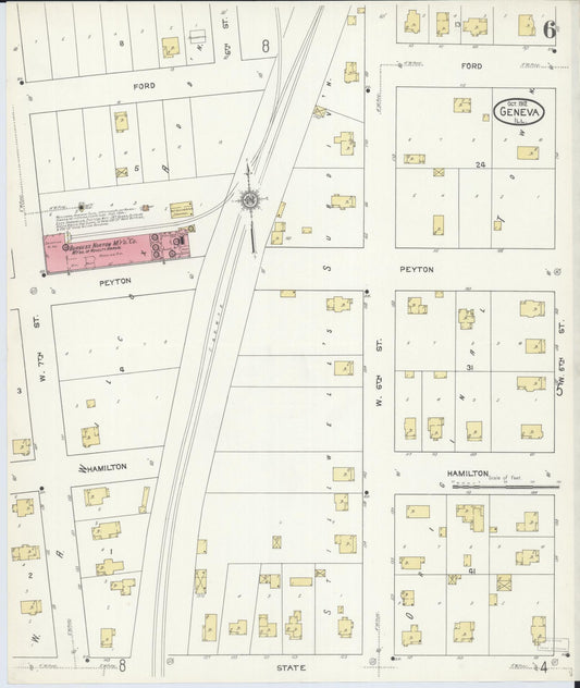 Sanborn Fire Insurance Map from Geneva, Kane County, Illinois (1912), Sheet #0006 - Historic Sanborn Fire Insurance Map Print, vintage old map wall art, antique decor, genealogy gift, Illinois Illinois map