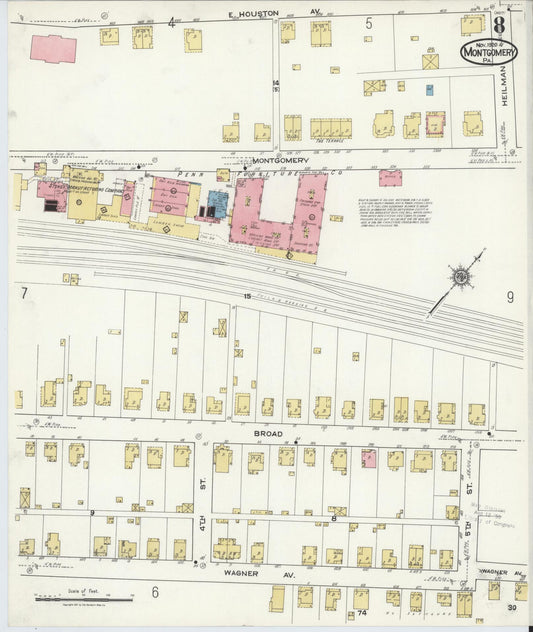 Sanborn Fire Insurance Map from Montgomery, Lycoming County, Pennsylvania (1920), Sheet #0008 - Historic Sanborn Fire Insurance Map Print, vintage old map wall art, antique decor, genealogy gift, Pennsylvania Pennsylvania map