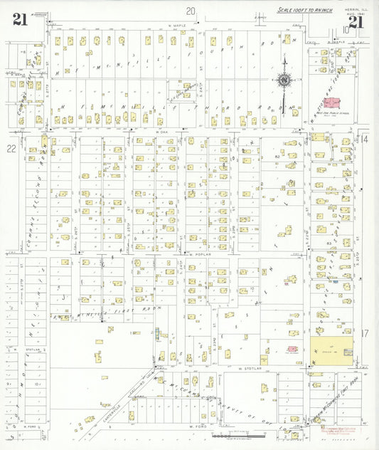 Sanborn Fire Insurance Map from Herrin, Williamson County, Illinois (1941), Sheet #0021 - Historic Sanborn Fire Insurance Map Print, vintage old map wall art, antique decor, genealogy gift, Illinois Illinois map