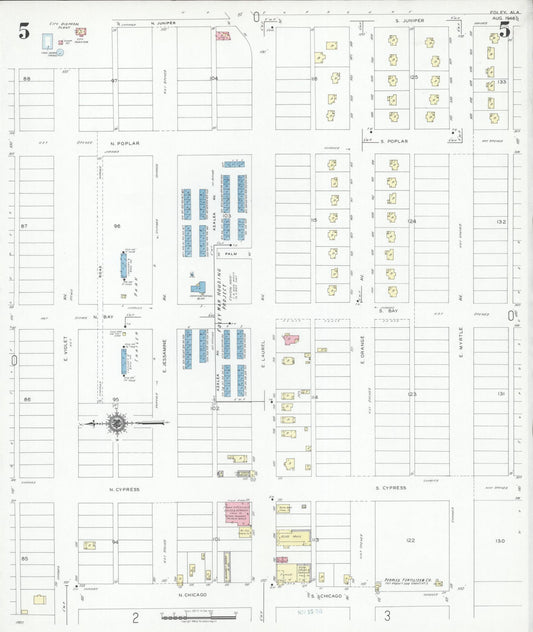 Sanborn Fire Insurance Map from Foley, Baldwin County, Alabama (1946), Sheet #0005 - Historic Sanborn Fire Insurance Map Print, vintage old map wall art, antique decor, genealogy gift, Alabama Alabama map