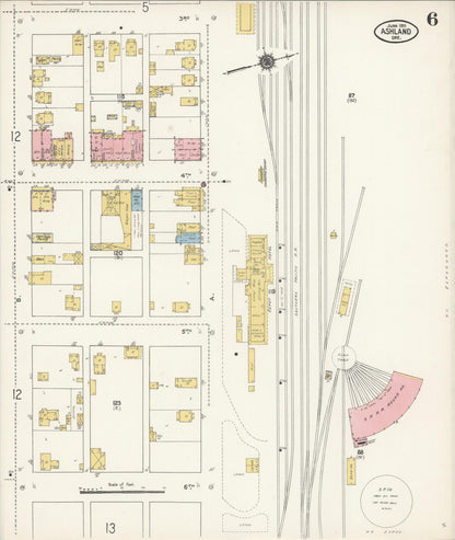 Sanborn Fire Insurance Map from Ashland, Jackson County, Oregon (1911), Sheet #0006 - Complete Map Set gallery image, historic Sanborn map, vintage wall art, Oregon Oregon