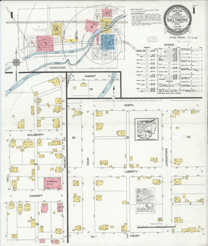 Sanborn Fire Insurance Map from Baltimore, Fairfield County, Ohio (1926), Sheet #0001 - Complete Map Set gallery image, historic Sanborn map, vintage wall art, Ohio Ohio