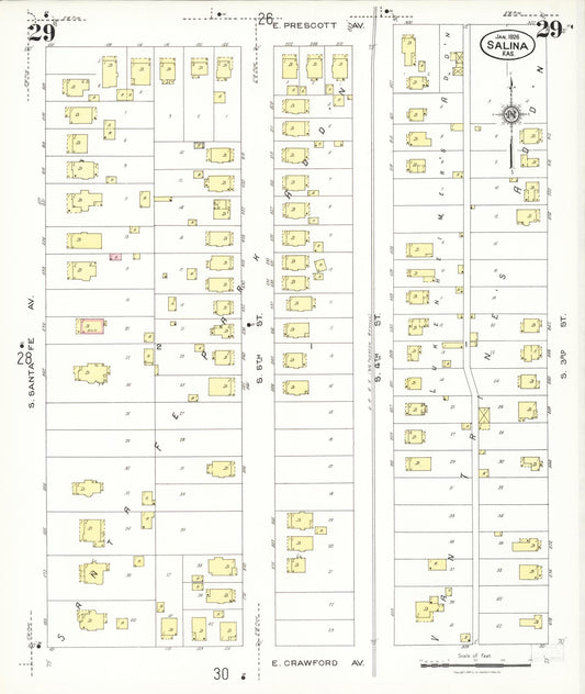 Sanborn Fire Insurance Map from Salina, Saline County, Kansas (1926), Sheet #0029 - Historic Sanborn Fire Insurance Map Print, vintage old map wall art, antique decor, genealogy gift, Kansas Kansas map