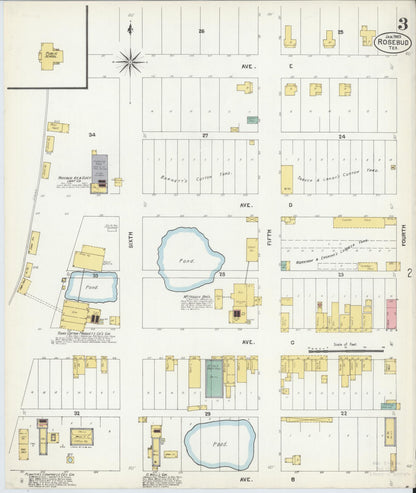 Sanborn Fire Insurance Map from Rosebud, Falls County, Texas (1903), Sheet #0003 - Historic Sanborn Fire Insurance Map Print, vintage old map wall art, antique decor, genealogy gift, Texas Texas map