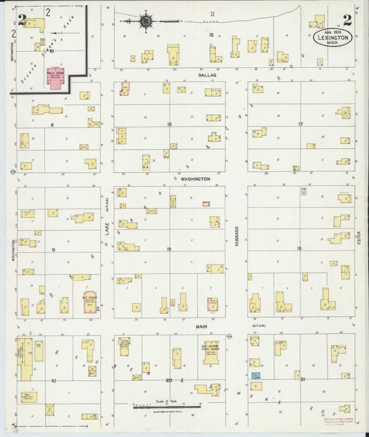 Sanborn Fire Insurance Map from Lexington, Sanilac County, Michigan (1924), Sheet #0002 - Historic Sanborn Fire Insurance Map Print, vintage old map wall art, antique decor, genealogy gift, Michigan Michigan map
