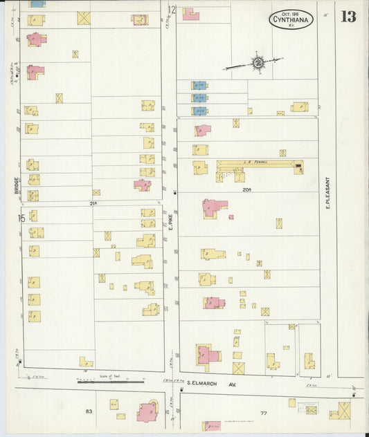 Sanborn Fire Insurance Map from Cynthiana, Harrison County, Kentucky (1916), Sheet #0013 - Historic Sanborn Fire Insurance Map Print, vintage old map wall art, antique decor, genealogy gift, Kentucky Kentucky map