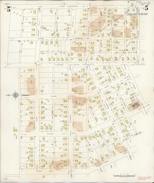 Sanborn Fire Insurance Map from Slater, Saline County, Missouri (1944), Sheet #0005 - Historic Sanborn Fire Insurance Map Print, vintage old map wall art, antique decor, genealogy gift, Missouri Missouri map