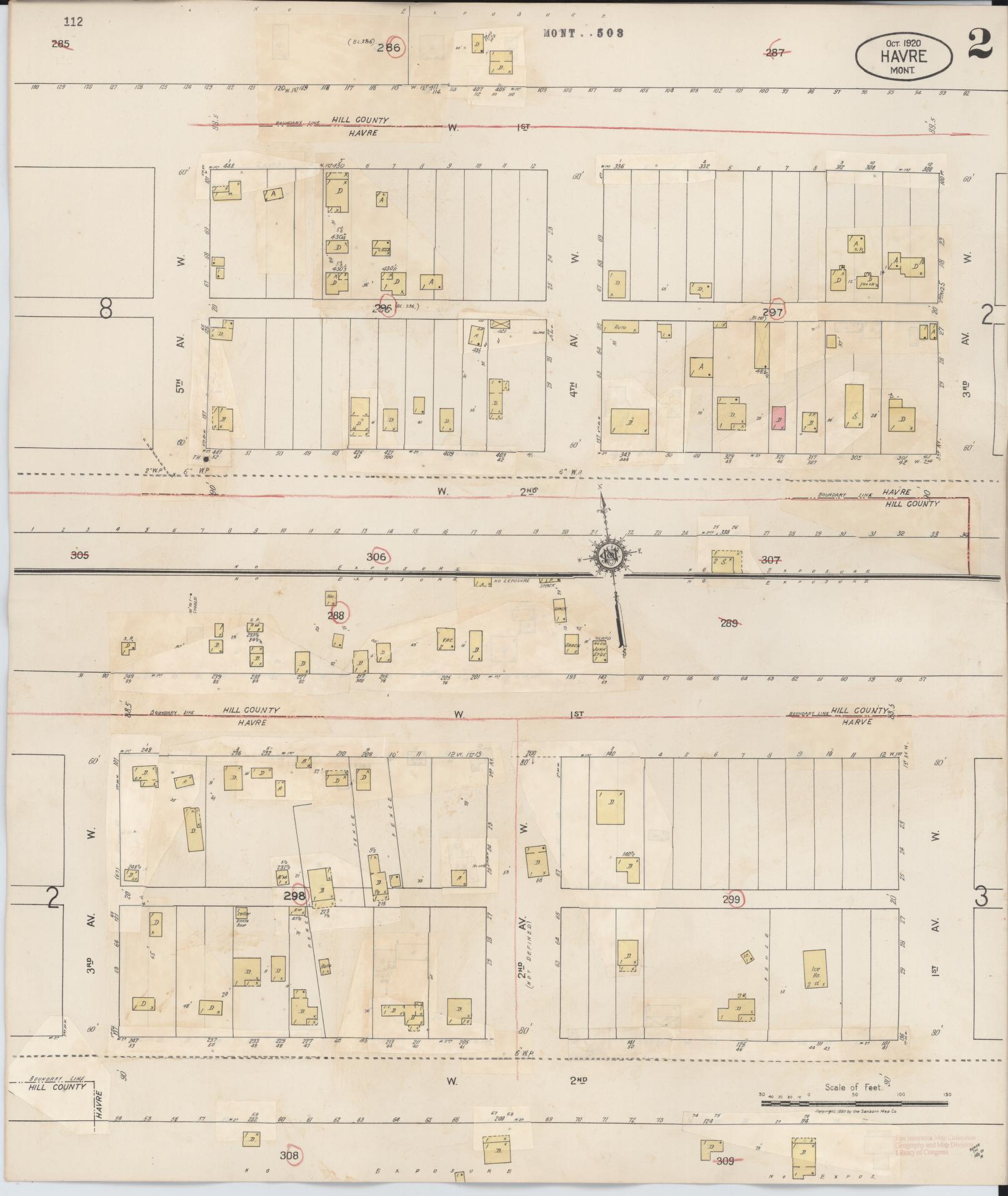 Sanborn Fire Insurance Map from Havre, Hill County, Montana (1943), Sheet #0002 - Historic Sanborn Fire Insurance Map Print, vintage old map wall art, antique decor, genealogy gift, Montana Montana map