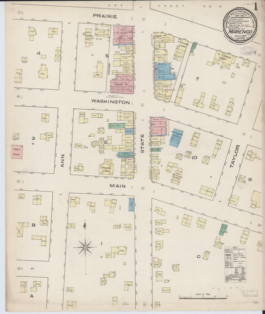 Sanborn Fire Insurance Map from Marengo, McHenry County, Illinois (1885), Sheet #0001 - Historic Sanborn Fire Insurance Map Print, vintage old map wall art, antique decor, genealogy gift, Illinois Illinois map