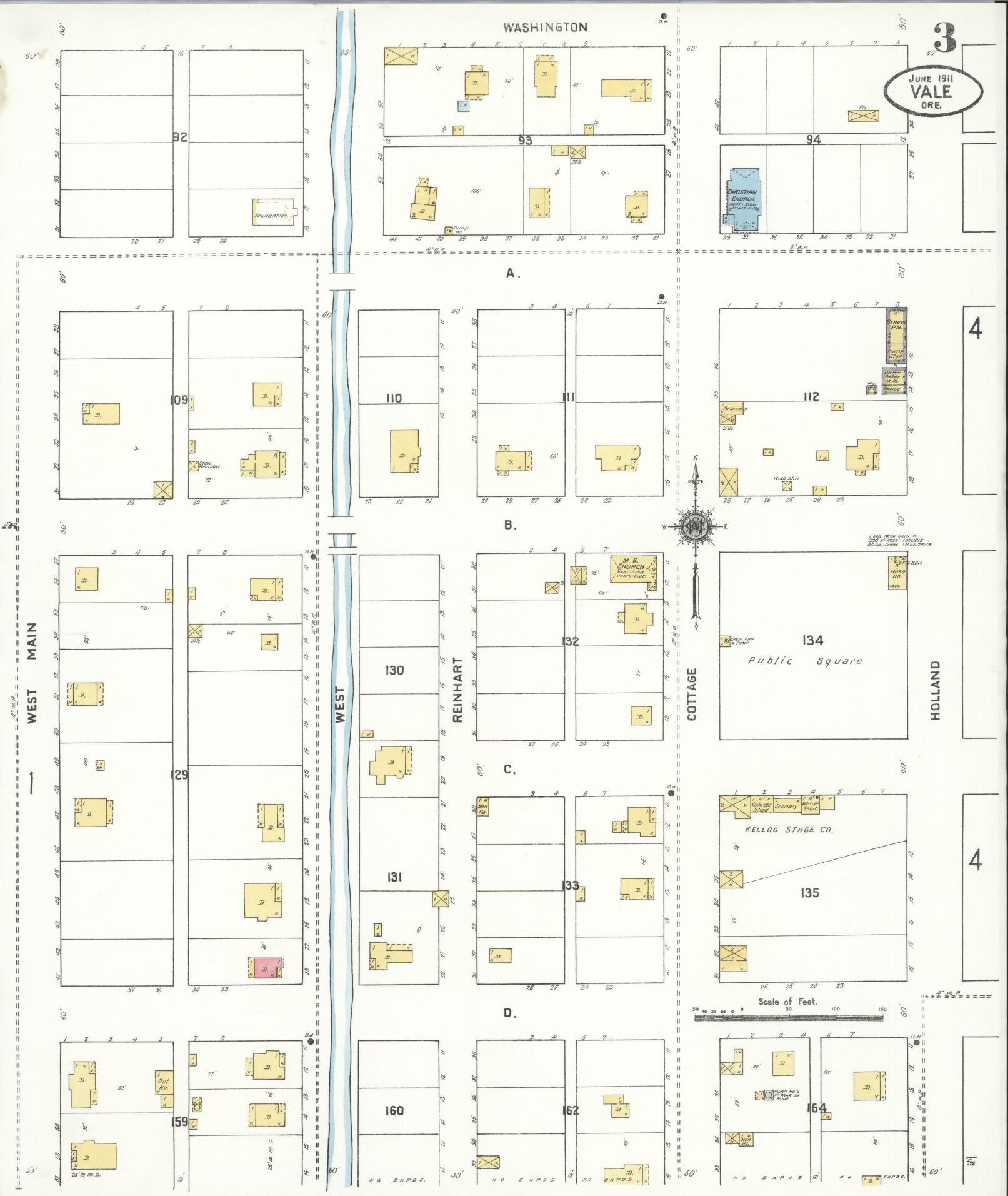 Sanborn Fire Insurance Map from Vale, Malheur County, Oregon (1911), Sheet #0003 - Historic Sanborn Fire Insurance Map Print, vintage old map wall art, antique decor, genealogy gift, Oregon Oregon map