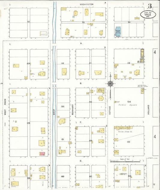 Sanborn Fire Insurance Map from Vale, Malheur County, Oregon (1911), Sheet #0003 - Historic Sanborn Fire Insurance Map Print, vintage old map wall art, antique decor, genealogy gift, Oregon Oregon map