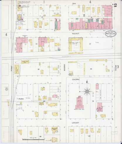 Sanborn Fire Insurance Map from Watseka, Iroquois County, Illinois (1905), Sheet #0002 - Complete Map Set gallery image, historic Sanborn map, vintage wall art, Illinois Illinois