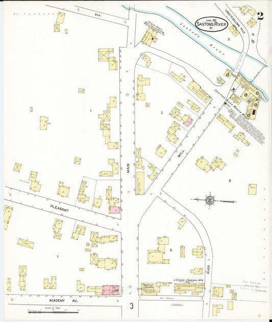 Sanborn Fire Insurance Map from Saxton's River, Windham County, Vermont (1912), Sheet #0002 - Historic Sanborn Fire Insurance Map Print, vintage old map wall art, antique decor, genealogy gift, Vermont Vermont map