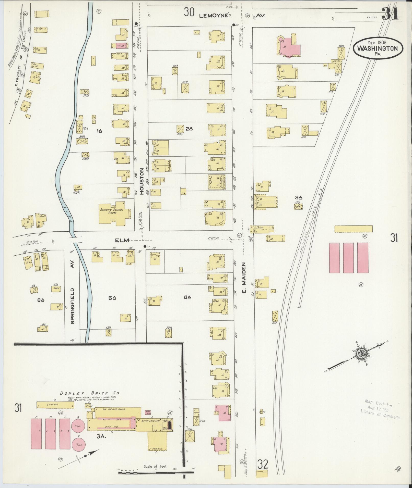Sanborn Fire Insurance Map from Washington, Washington County, Pennsylvania (1909), Sheet #0031 - Historic Sanborn Fire Insurance Map Print, vintage old map wall art, antique decor, genealogy gift, Sanborn Fire Insurance Map from Washington Washington map