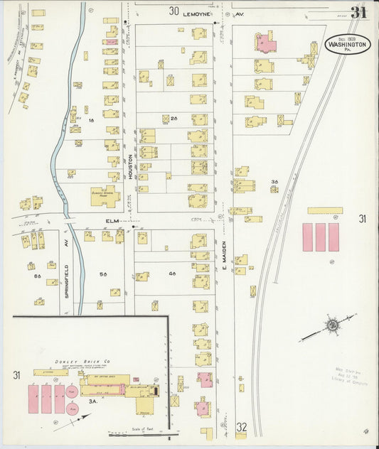 Sanborn Fire Insurance Map from Washington, Washington County, Pennsylvania (1909), Sheet #0031 - Historic Sanborn Fire Insurance Map Print, vintage old map wall art, antique decor, genealogy gift, Sanborn Fire Insurance Map from Washington Washington map