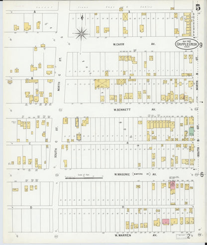Sanborn Fire Insurance Map from Cripple Creek, Teller County, Colorado (1900), Sheet #0005 - Complete Map Set gallery image, historic Sanborn map, vintage wall art, Colorado Colorado