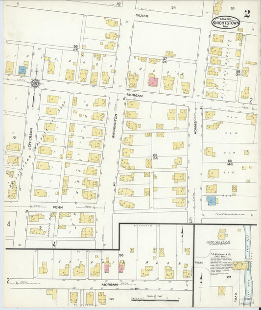 Sanborn Fire Insurance Map from Knightstown, Henry County, Indiana (1916), Sheet #0002 - Historic Sanborn Fire Insurance Map Print, vintage old map wall art, antique decor, genealogy gift, Indiana Indiana map
