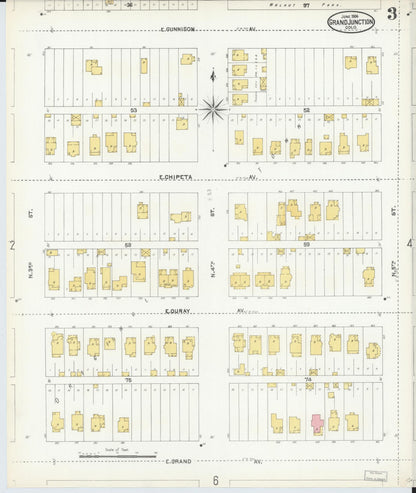 Sanborn Fire Insurance Map from Grand Junction, Mesa County, Colorado (1904), Sheet #0003 - Complete Map Set gallery image, historic Sanborn map, vintage wall art, Colorado Colorado